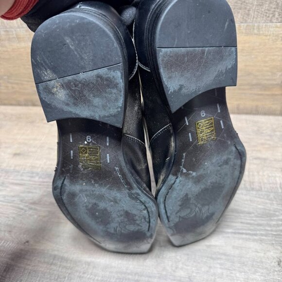 Robert Wayne Enzo Pieces Black Leather Square Toe Loafers Men's Size 9 - Picture 4 of 7